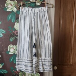 Sundance Salty Breeze Stripe Tassel Crop Pants Gauze Cotton Boho Beach XS